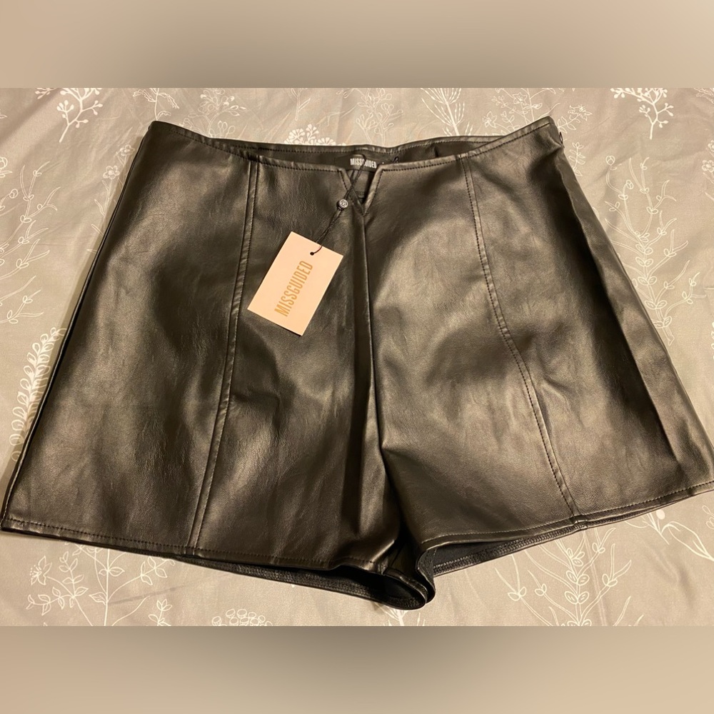 Missguided highwasted leather shorts